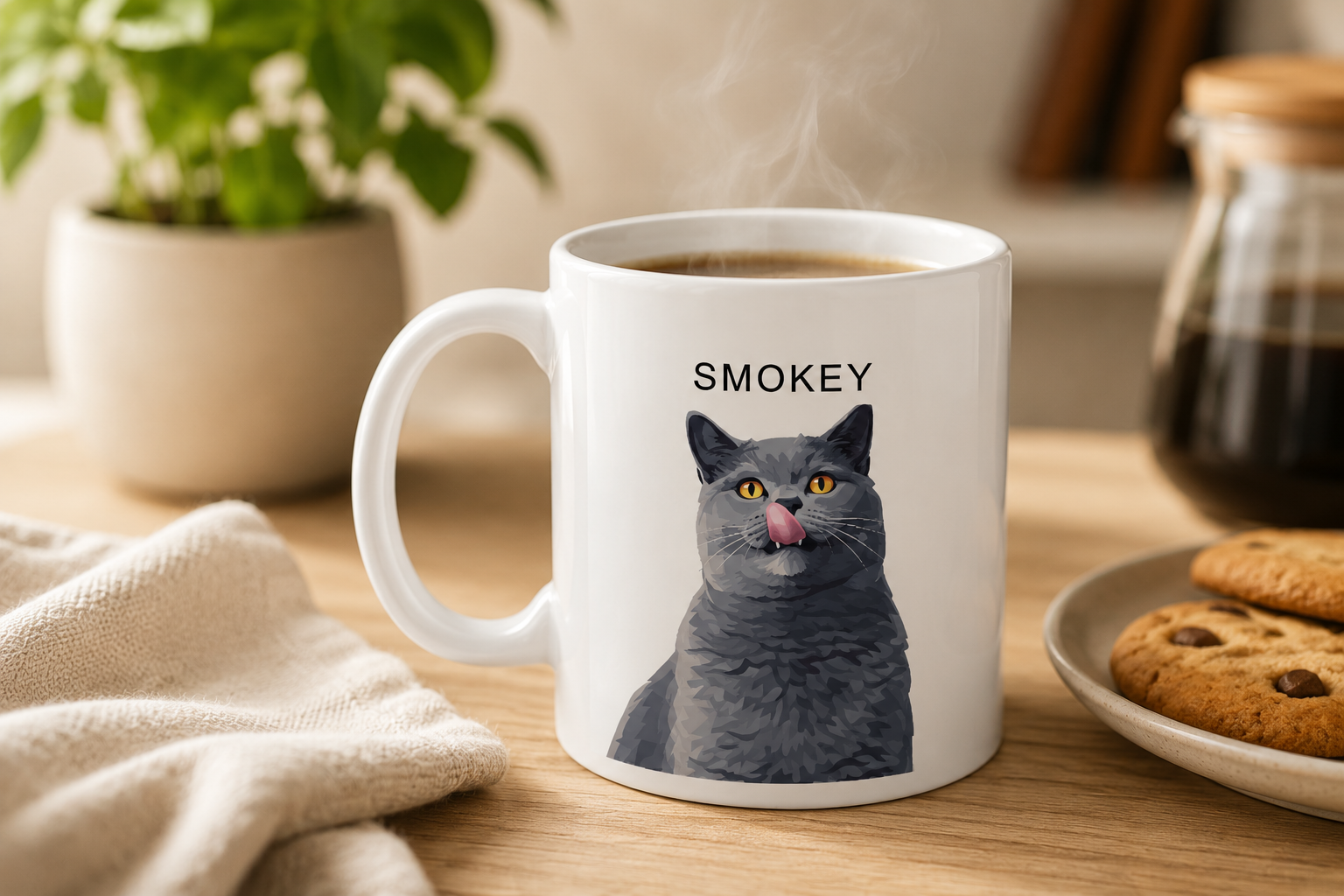 Custom Pet Portrait mug with cat