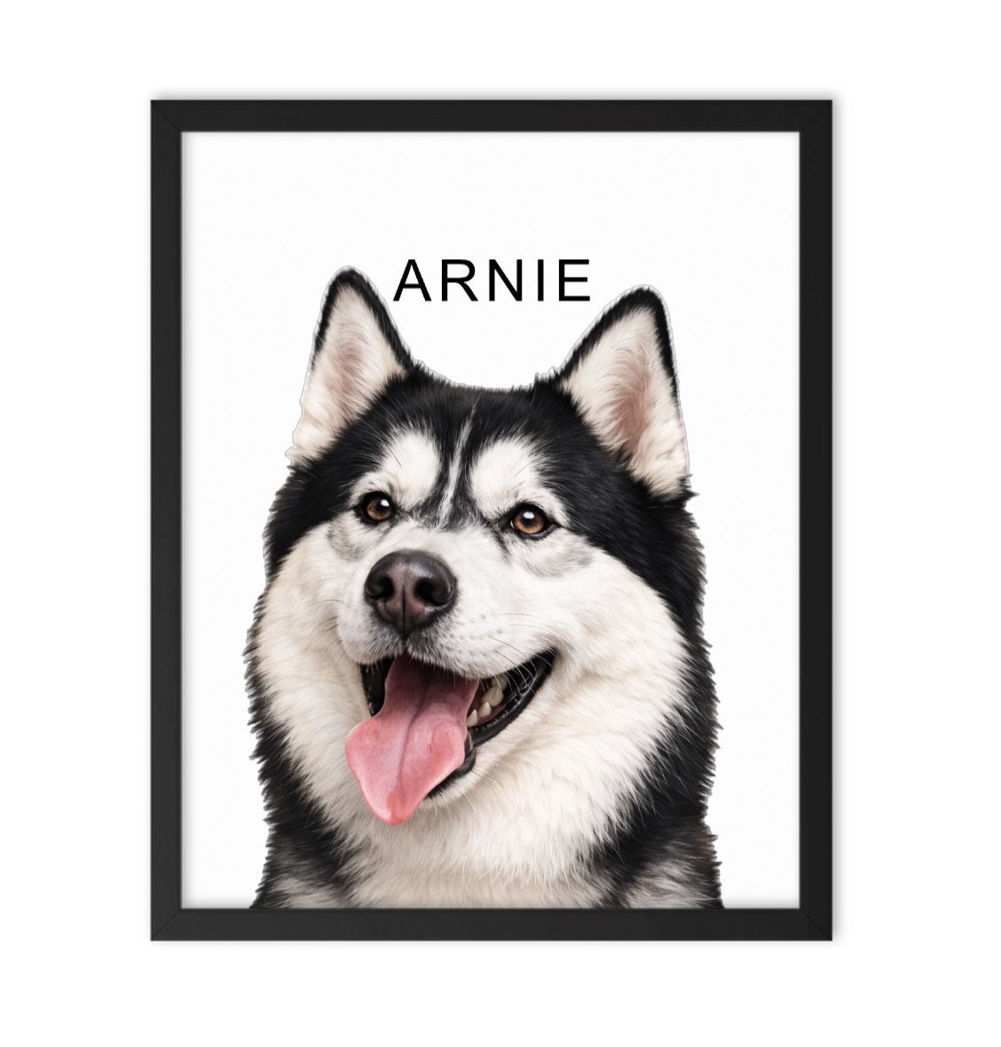 Framed custom pet portrait of a dog