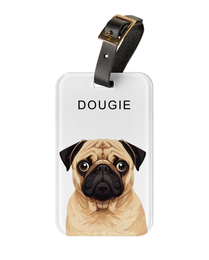 custom pet portrait luggage tag with dog